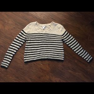 BP extra small sweater in navy and cream.